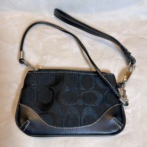 COACH wristlet, new without tags.  Black w/ two strap options & silver hardware